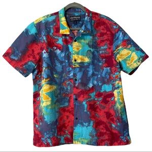 Men’s American rag seersucker tie dye camp shirt button down shirt sleeve XL
